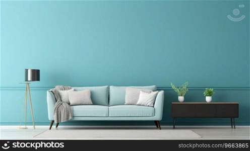 Interior walls for living room in the living room in a blue colour.