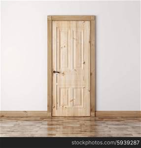 Interior with classic natural pine wood door