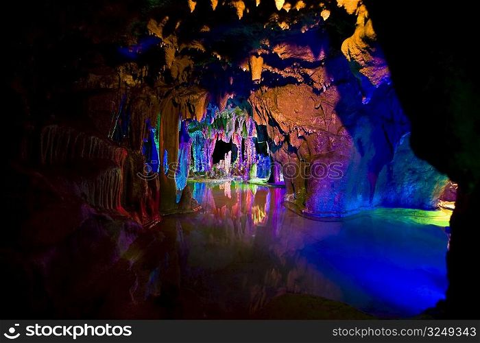 Interiors of a cave, Lotus Cave, Xingping, Yangshuo, Guangxi Province, China