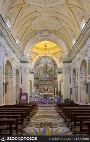 Interiors of a church, Praiano, Amalfi Coast, Salerno, Campania, Italy