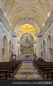 Interiors of a church, Praiano, Amalfi Coast, Salerno, Campania, Italy