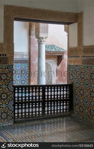 Interiors of a mausoleum, Saadian Tombs, Marrakesh, Morocco