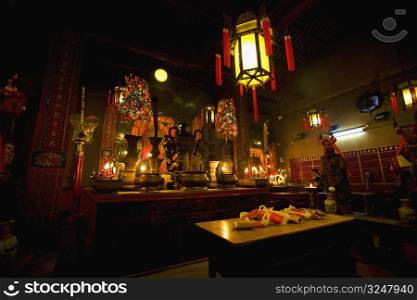 Interiors of a temple, Man Mo Temple, Hong Kong, China