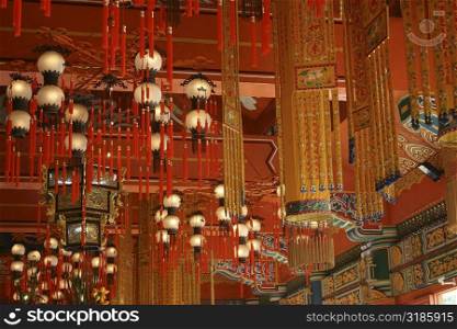 Interiors of a temple, Po Lin Monastery, Ngong Ping, Lantau, Hong Kong, China