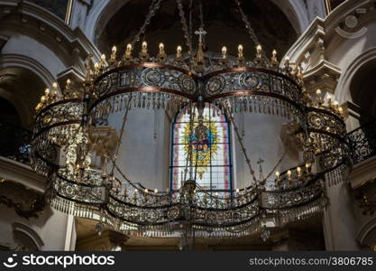 Interiors of Church of St. James the Greater in Old Town in Prague