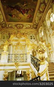 Interiors of the entrance hall of a palace, Peterhof Grand Palace, St. Petersburg, Russia