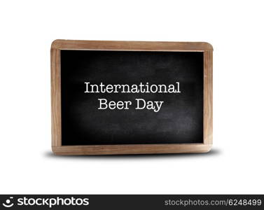 International Beer Day on a blackboard