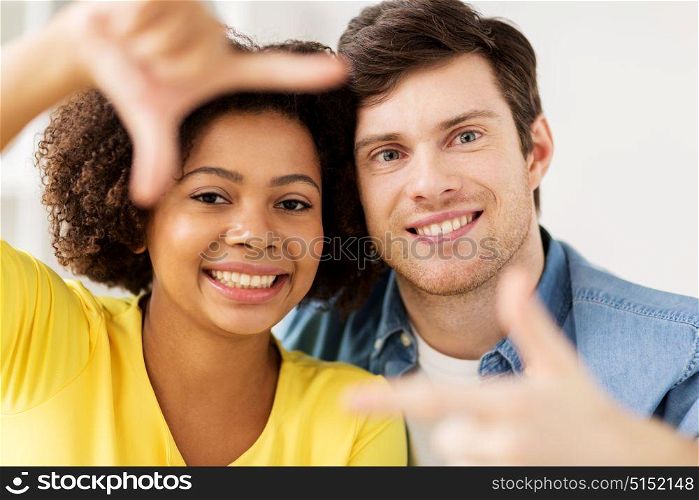 international family and people concept - portrait of happy multiethnic couple. portrait of happy multiethnic couple