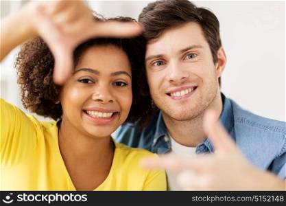 international family and people concept - portrait of happy multiethnic couple. portrait of happy multiethnic couple