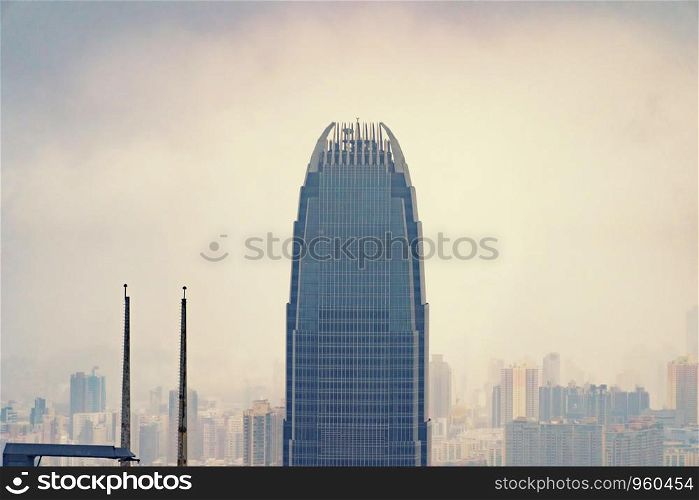 International Finance Center in Hong Kong Downtown. Financial district and business centers in smart city and technology concept. skyscraper and high-rise office building.
