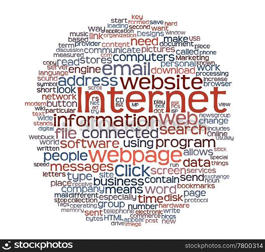 internet and webpage tag or word cloud
