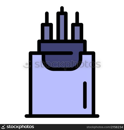 Internet cable icon. Outline internet cable vector icon color flat isolated. Internet cable icon color outline vector