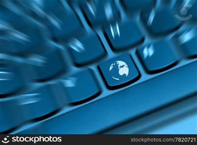 Internet Concept - Detail of Key With Globe Symbol on Keyboard
