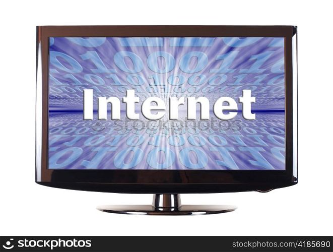 Internet concept with virtual information stream show on screen