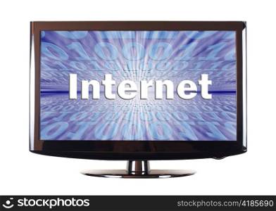 Internet concept with virtual information stream show on screen