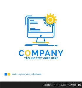 Internet, layout, page, site, static Blue Yellow Business Logo template. Creative Design Template Place for Tagline.