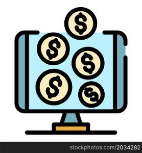 Internet money icon. Outline internet money vector icon color flat isolated. Internet money icon color outline vector