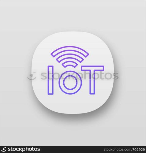 Internet of things app icon. UI/UX user interface. IoT signal. Artificial intelligence. Web or mobile application. Vector isolated illustration. Internet of things app icon