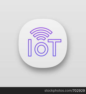 Internet of things app icon. UI/UX user interface. IoT signal. Artificial intelligence. Web or mobile application. Vector isolated illustration. Internet of things app icon