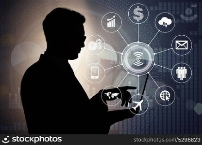 Internet of things concept with businessman