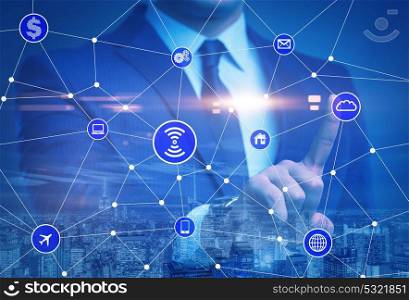 Internet of things concept with businessman