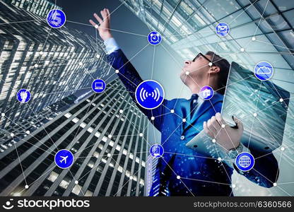 Internet of things concept with businessman