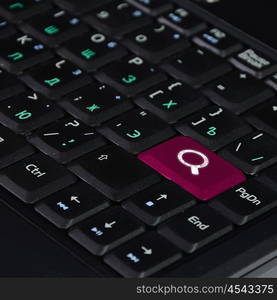 Internet Search. Computer keyboard with search and solution found symbol