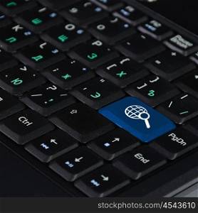 Internet Search. Computer keyboard with search and solution found symbol