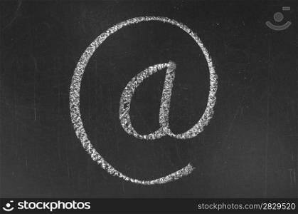 Internet symbol on a chalkboard