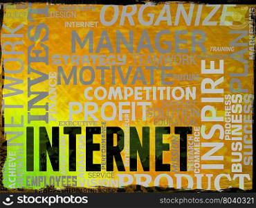Internet Words Showing Web Site And Online