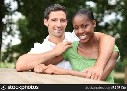 interracial couple in the park