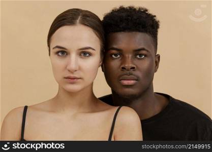 interracial couple portrait close up
