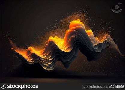 Intertwined orange, gray and black fiery waves in paper style. Abstract creative background. Generative AI technology. Intertwined orange, gray and black fiery waves in paper style. AI generated
