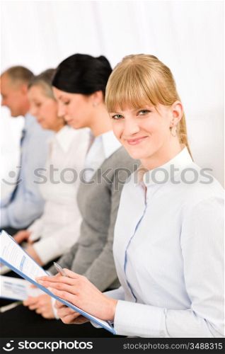 Interview applicants business people waiting study report