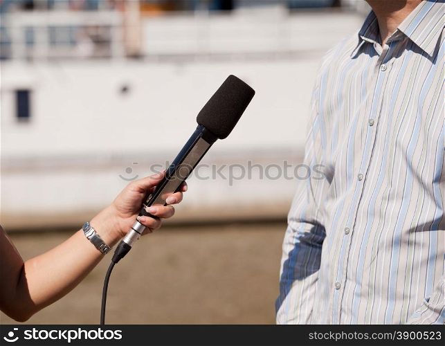 Interview with microphone