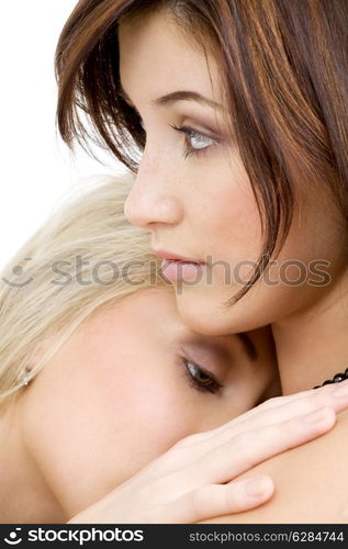 intimate picture of two lovely girls cuddling