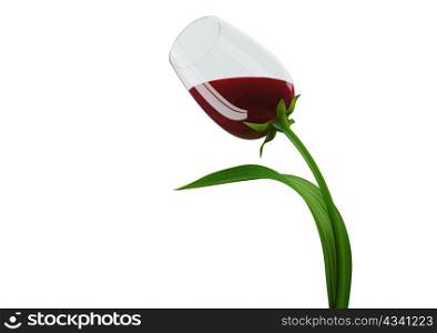 Intoxicating tulip-style wine glass concept (3d isolated on white background objects series)
