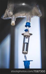 Intravenous infusion drip equipment in hospital. Intravenous drip equipment in hospital
