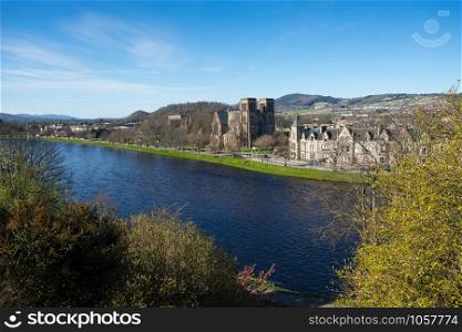INVERNESS, SCOTLAND APRIL 10, 2015: Inverness city, Scotland, one of the most beautiful city in UK, on sunny day