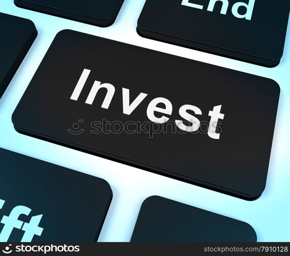 Invest Key Showing Growing Wealth And Savings. Invest Key Shows Growing Wealth And Savings