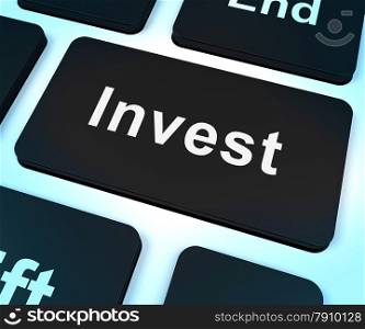 Invest Key Showing Growing Wealth And Savings. Invest Key Shows Growing Wealth And Savings