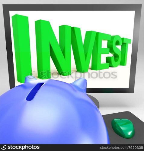 Invest On Monitor Shows Wealth Growth And Monetary Increase