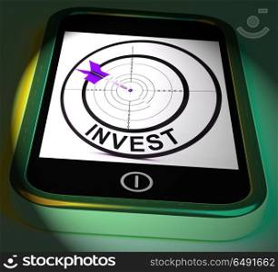Invest Smartphone Displaying Investors And Investing Money Online