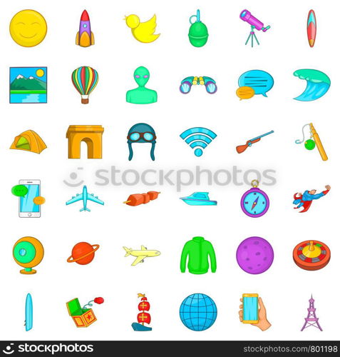 Investigation icons set. Cartoon style of 36 investigation vector icons for web isolated on white background. Investigation icons set, cartoon style