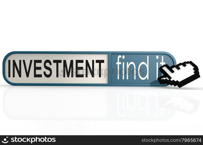 Investment word on the blue find it banner image with hi-res rendered artwork that could be used for any graphic design.