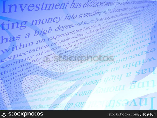 Investments conception blue background