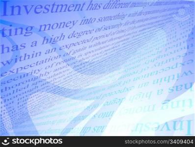 Investments conception blue background