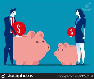 Investor. Business person with different Investment and return. Concept business vector illustration.
