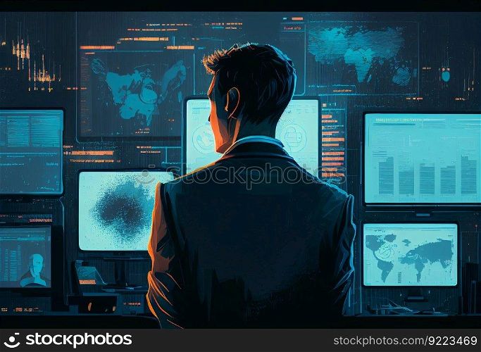 Investor Manages online trading illustration. AI generative.