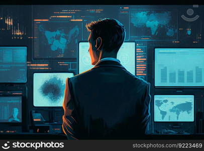 Investor Manages online trading illustration. AI generative.